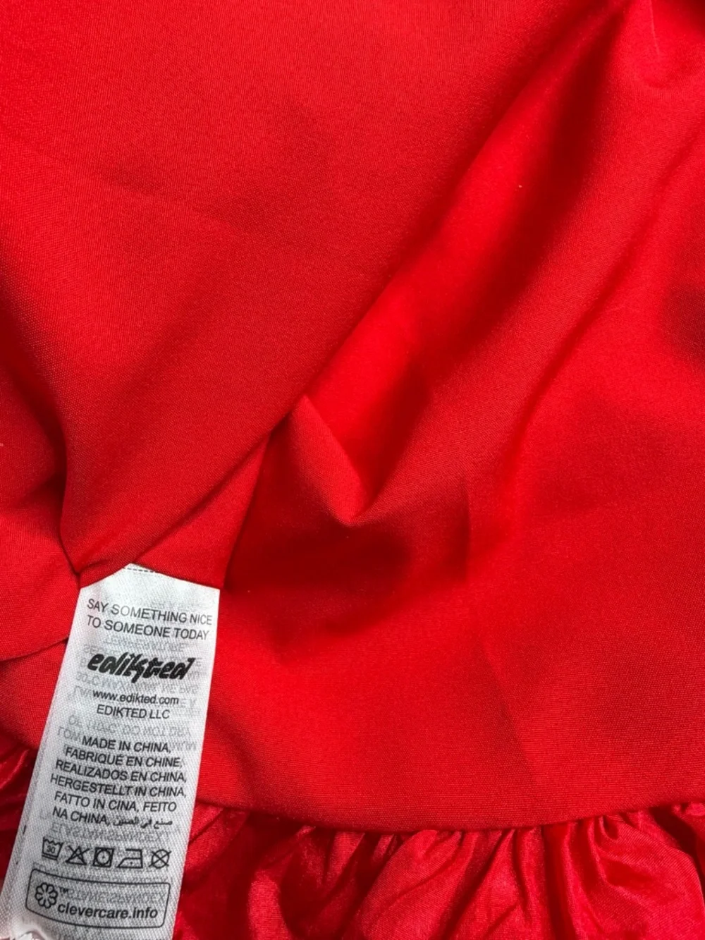 ✨NWT•Edikted Ribbed Bubble Skirt Mini Dress•Red - Picture 14 of 14